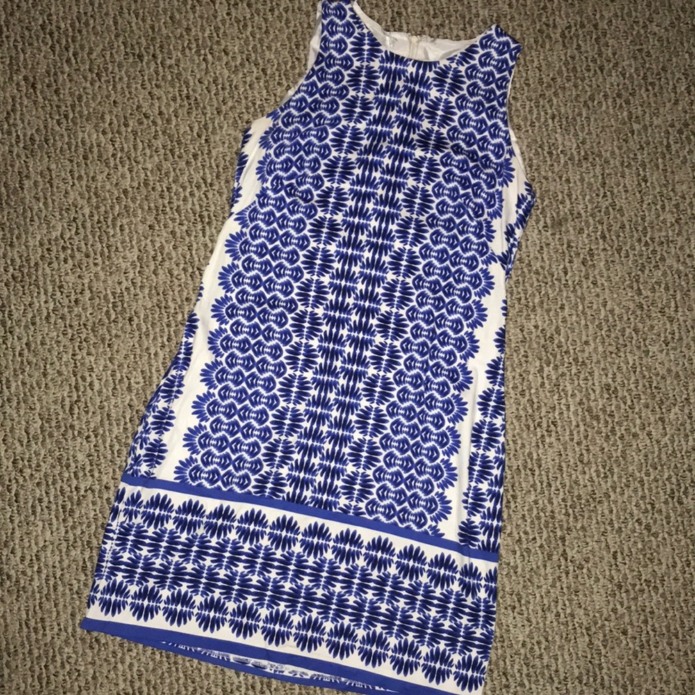 Blue and white dress